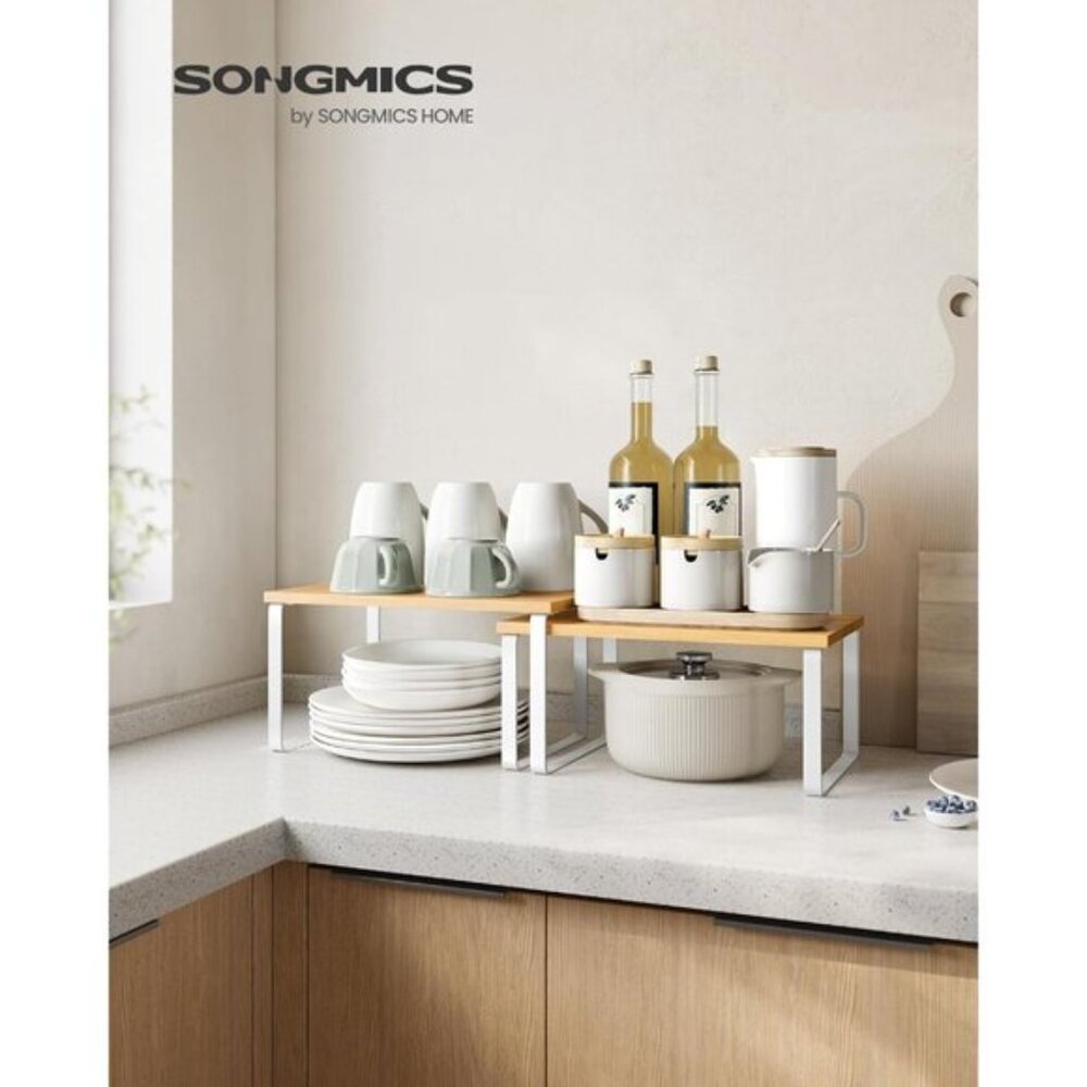 New Cabinet Organizer Shelf Set of 4, Stackable Kitchen Storage - (Cloud White) - Picture 3 of 9